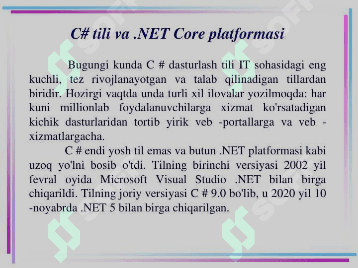 C# tiliga kirish 2