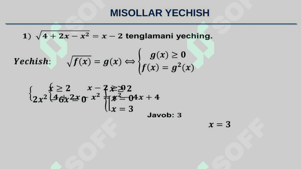 Sodda Irratsional tenglamalar. 4