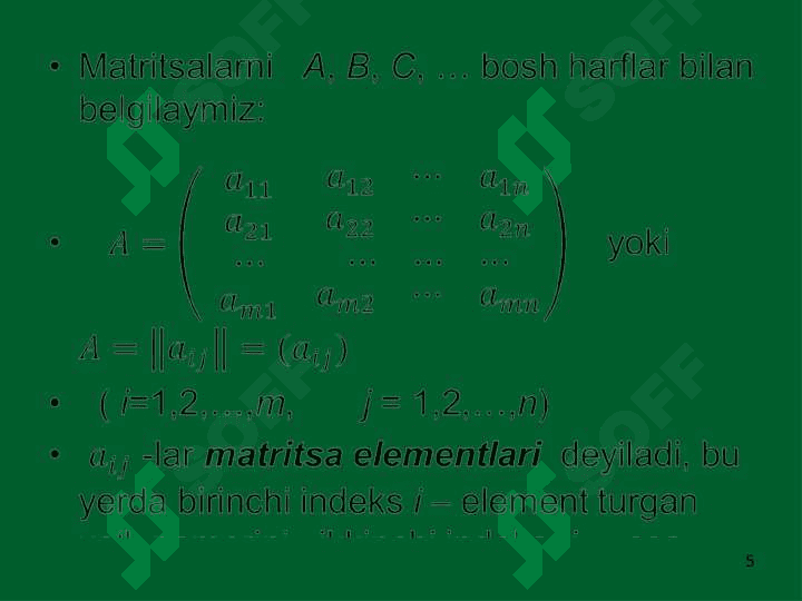 Matritsa .Matritsa ustida amallar 5