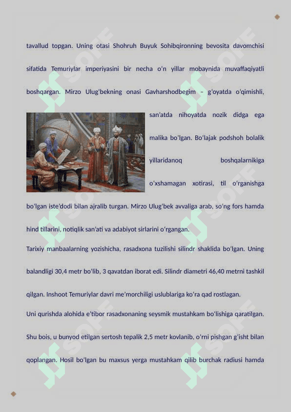 Mirzo Ulug'bek hayoti, uning ilmiy me'rosi 2