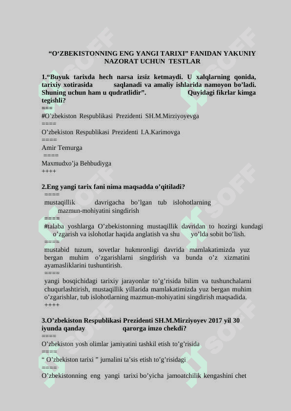 Tarix 500 ta test savollari javoblari bilan 2