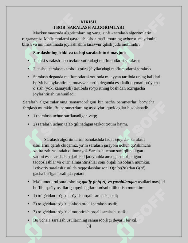 Saralash va qidirish uchun samarali algoritma 3