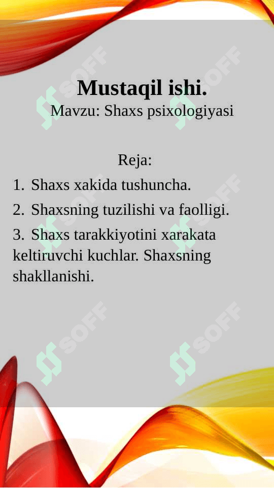 Shaxs psixologiyasi 2