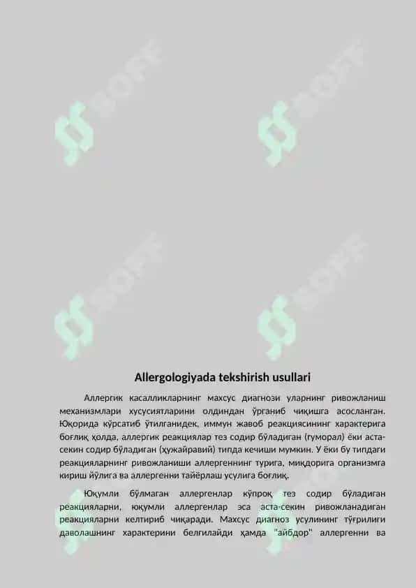 Allergologiyada in vitro va in vivo tekshiruv usullari . teri sinamalari. Nafas tizimining funksional tekshiruv usullari. Pikfloumetriya. Spirometriya. 2