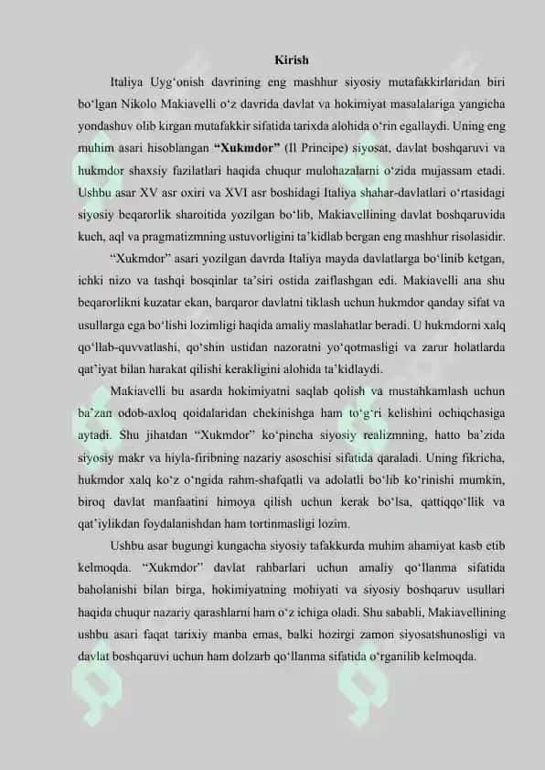 Makiavellining "Hukmdor" asari 3