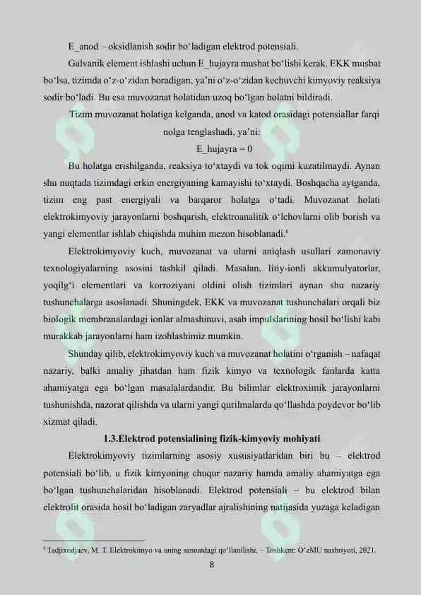 Elektrodlar potensialini aniqlash usullari 8