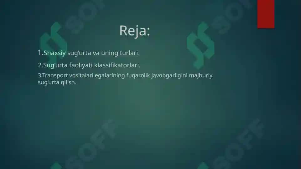 Shaxsiy sug’urta va uning turlari. 2