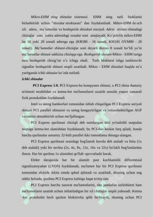 Tizim interfeyslari va shinalarni tashkil etilishi 6