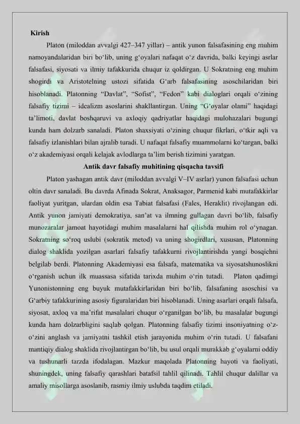 Platon ulug‘ mutafakkir alloma 2