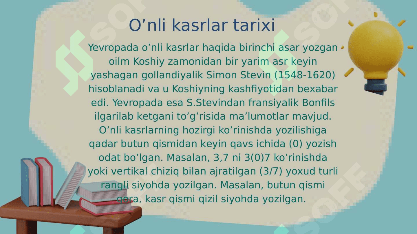 O'nli kasrlar 6