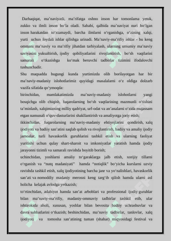 Yangi Oʻzbekistonda amalga oshirilayotgan manaviy o'zgarishlar 3