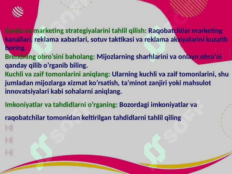 Raqobatchilar faoliyatini tahlil qilish 4