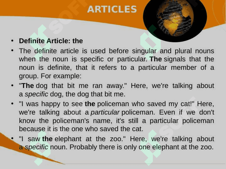 ARTICLES   NOUNS   PRONOUNS   PRESENT AND PAST SIMPLE 4