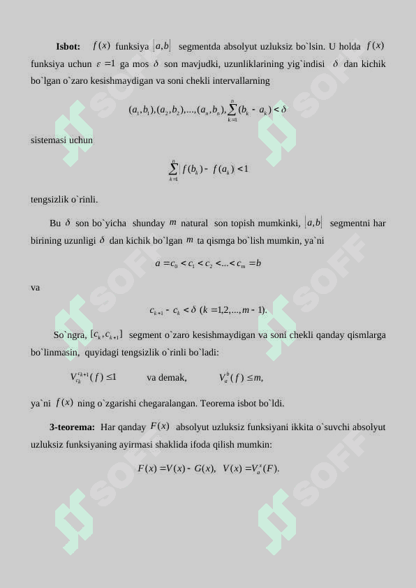 Absolyut uzluksiz funksiyalar. Lebeg teoremasi. 6