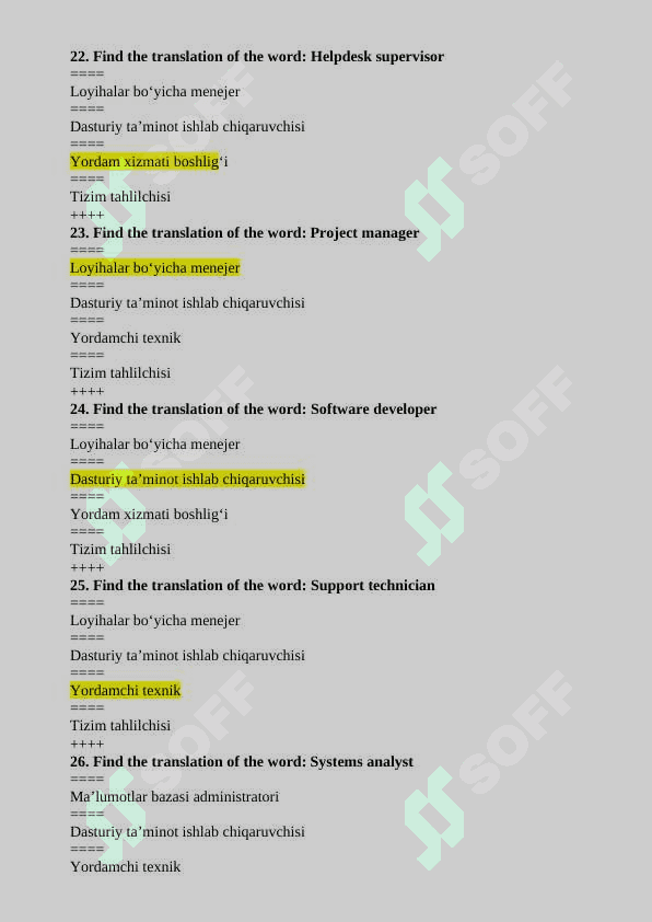 English 1 kurs test 6