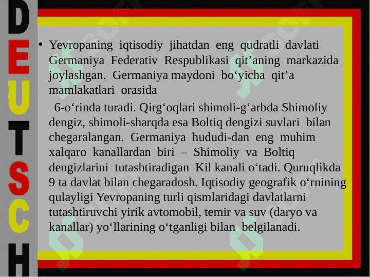 9-sinf geografiya .Germaniya Federativ Respublikasi 2