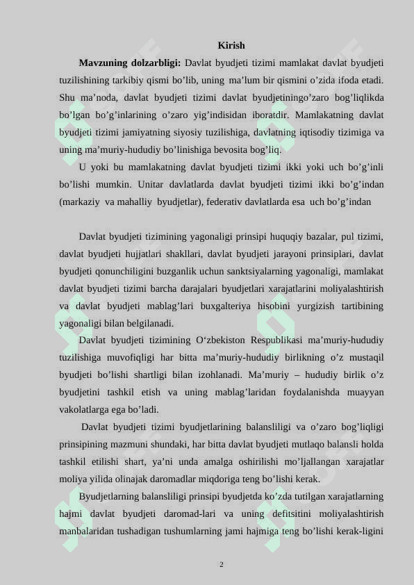 Byudjetlararo munosabatlari va uning  xususiyatlari 2
