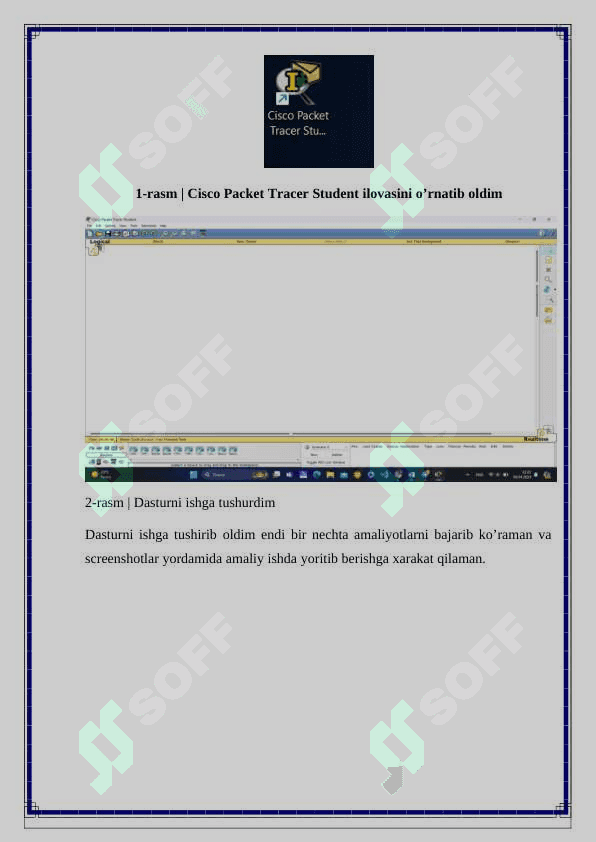 Kompyuter tarmoqlar fanidan amaliy ishlar | Cisco 3
