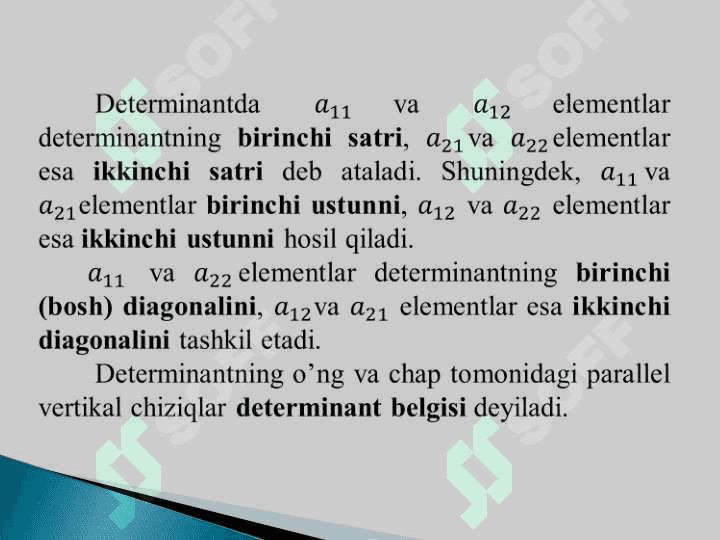 IKKINCHI VA UCHINCHI TARTIBLI DETERMINANTLAR VA ULARNING XOSSALARI 3