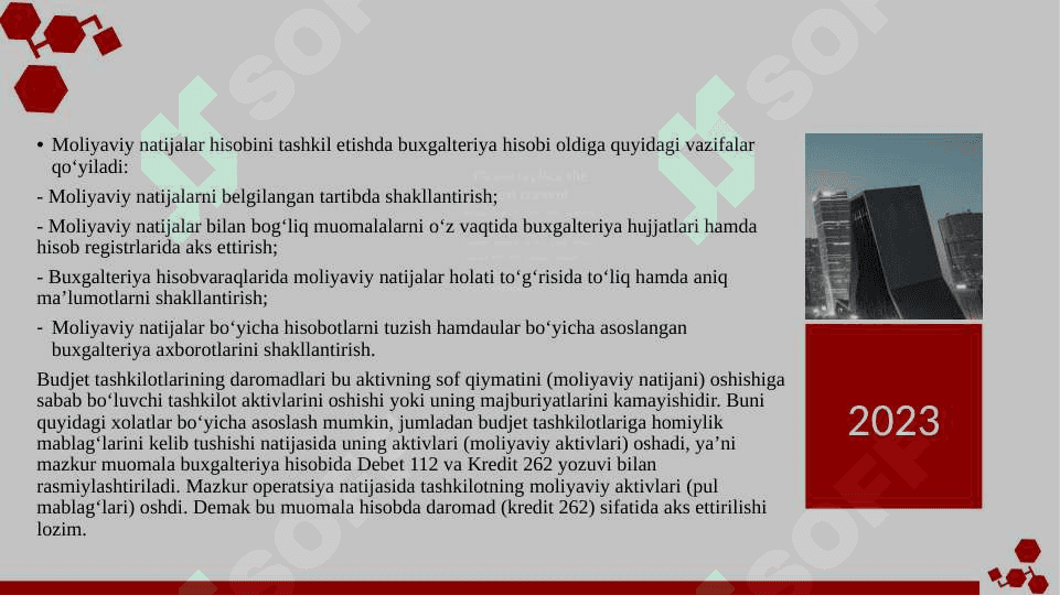 Budjet tashkilotlarida moliyaviy natijalar hisobi 5