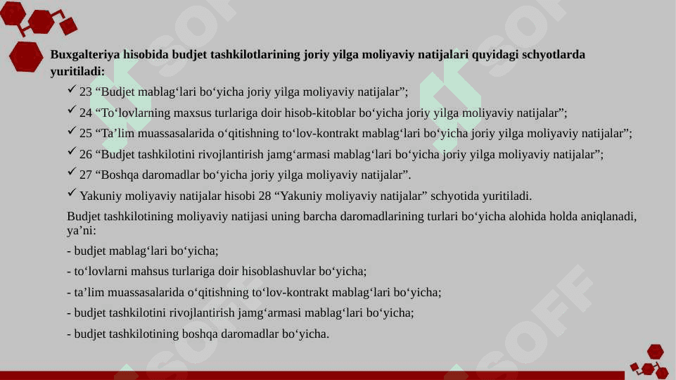 Budjet tashkilotlarida moliyaviy natijalar hisobi 7