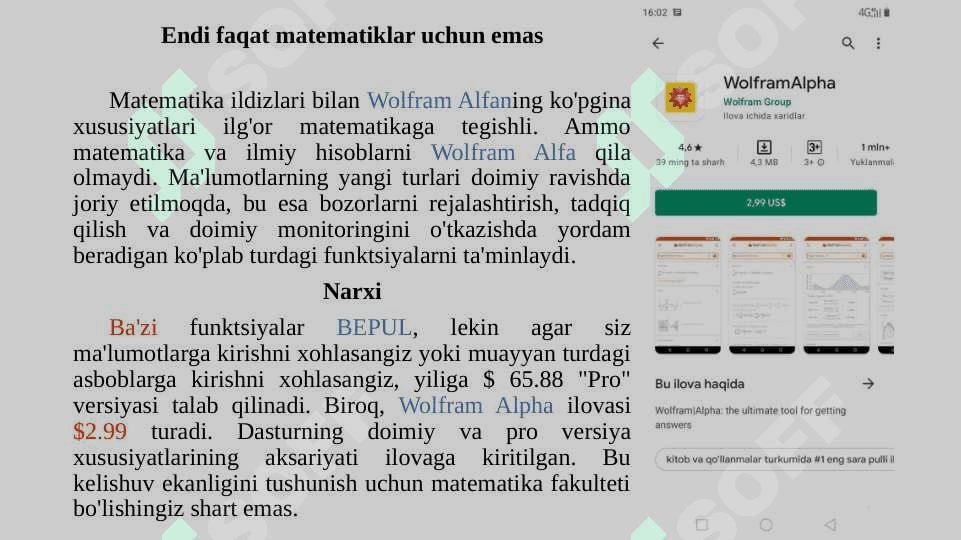 Wolframalpha qidiruv tizimi imkoniyatlari 5