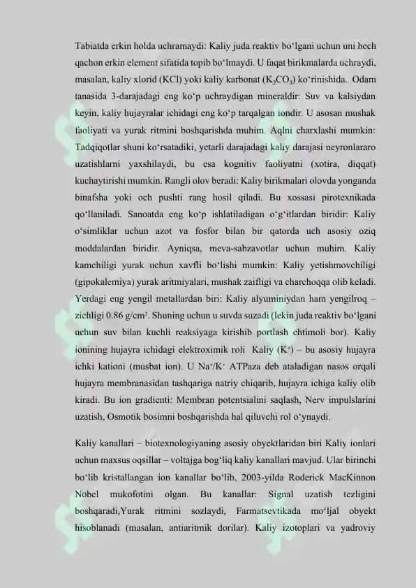 Kaliy gidroksidning sanoatda ishlab chiqarilishi. 6