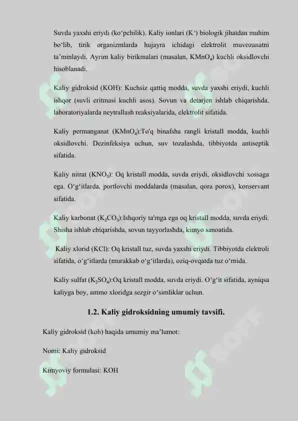 Kaliy gidroksidning sanoatda ishlab chiqarilishi. 8