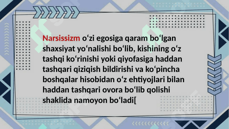 Nartsistik xulq 2