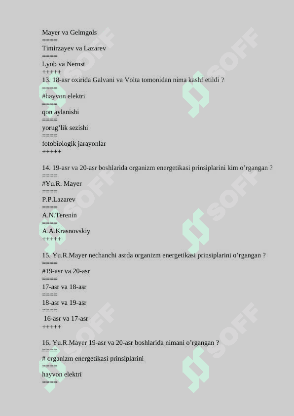 Biofizikadan yakuniy test javoblari bilan 4