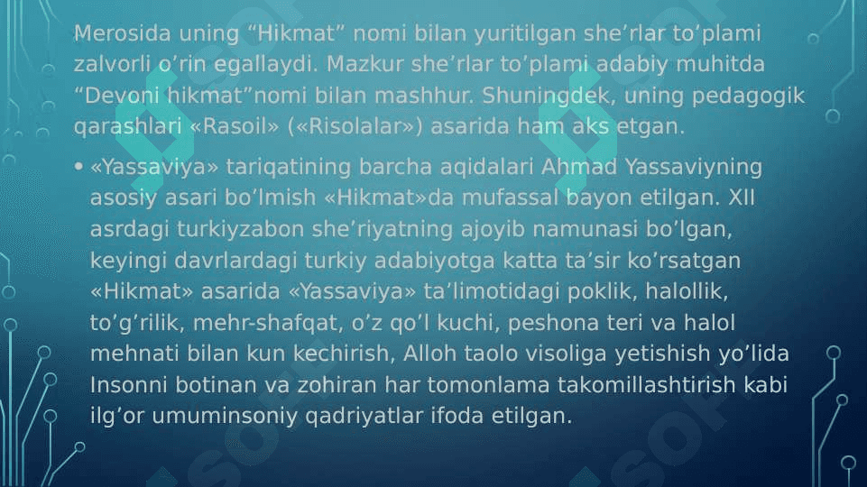 Ahmad Yassaviyning pedagogik gʻoyalari 4