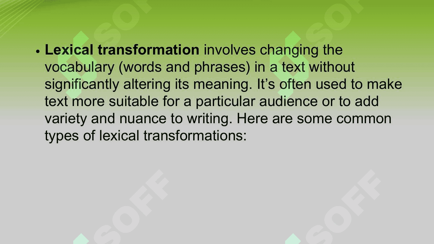 Lexical transformation in translation 2