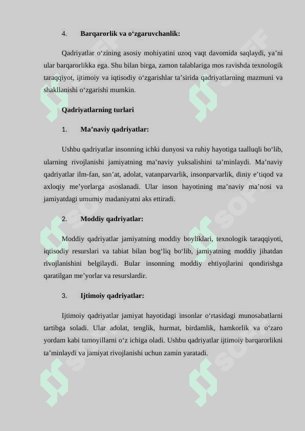 Qadriyat tushunchasi va uning umumiy tavsifi. 3