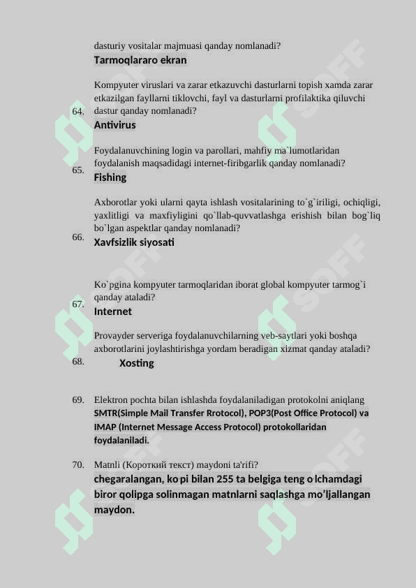 Komputer test savollari va javoblari 6