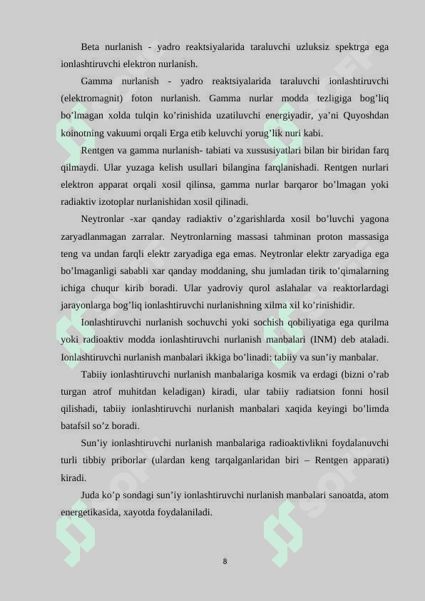 Ionlantiruvchi nurlanishlar 8