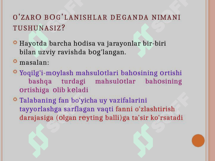 O’zaro  bog’lanishlarni statistikada o’rganish 3