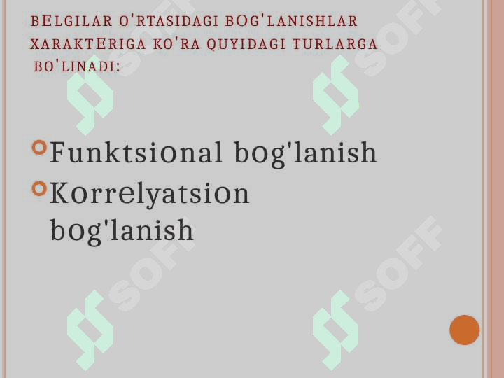 O’zaro  bog’lanishlarni statistikada o’rganish 4
