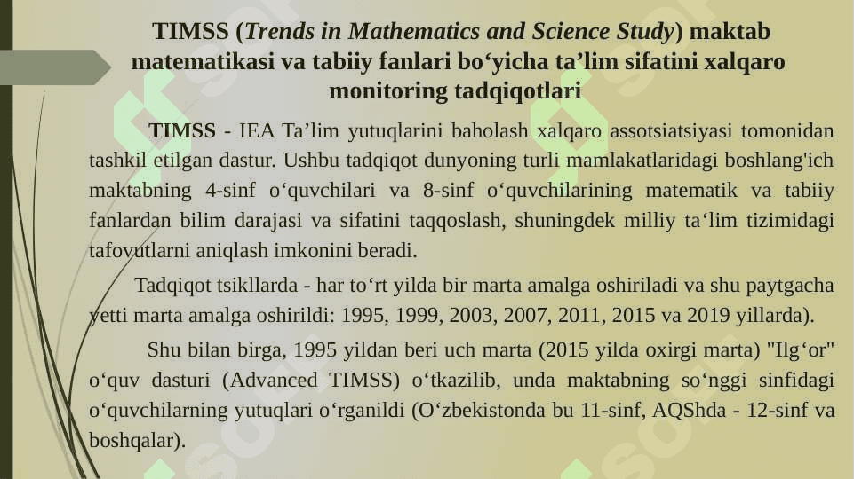 TIMSS xalqaro baholash topshiriqlari. 4