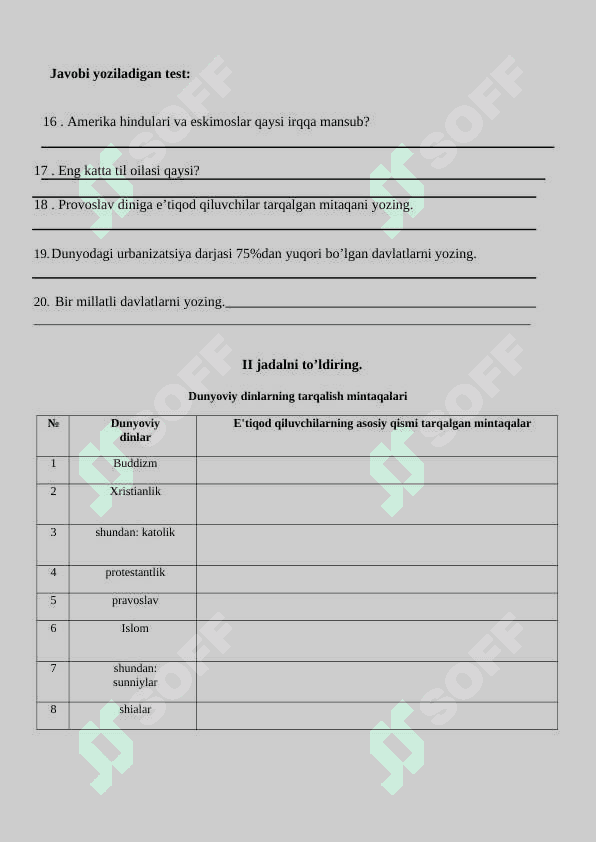 9-sinf geografiya nazorat ishi 5