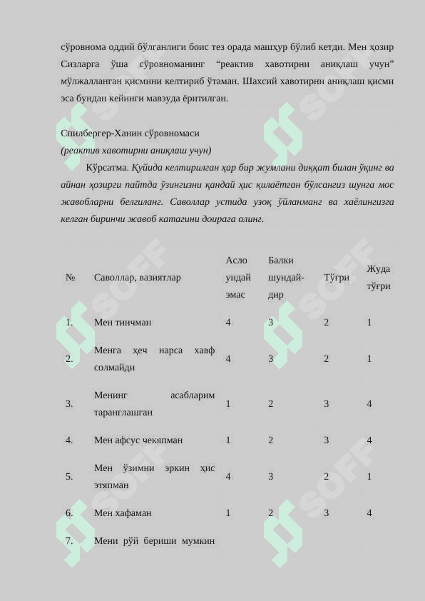 ХАВОТИРНИ ТЕСТ ОРҚАЛИ АНИҚЛАШ МУМКИНМИ 2