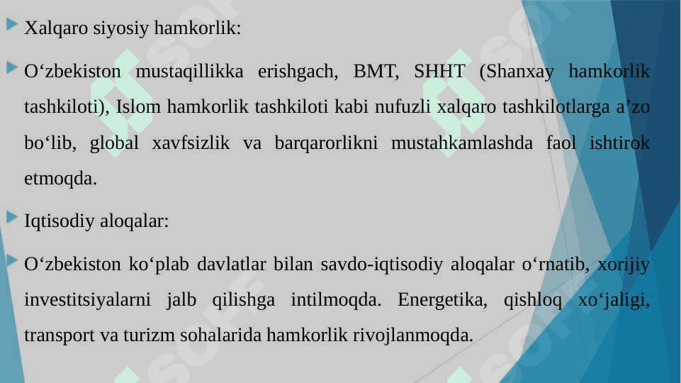 Oʻzbekiston va jahon hamjamiyati 4