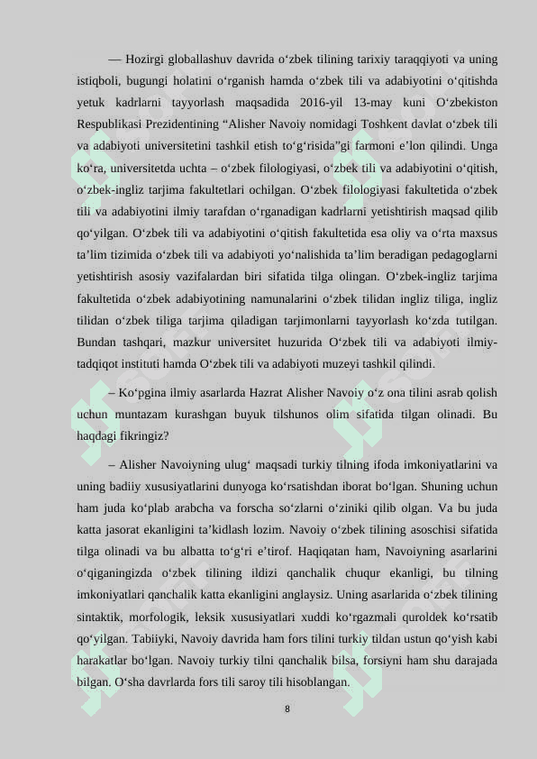 Hozirgi o’zbek adabiy tili 8