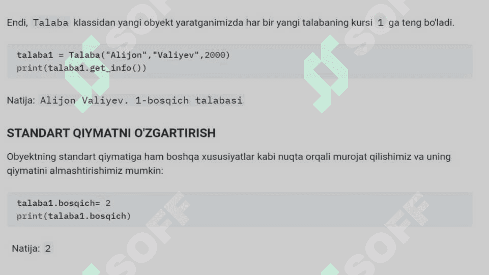 OBYEKTLAR BILAN ISHLASH 4