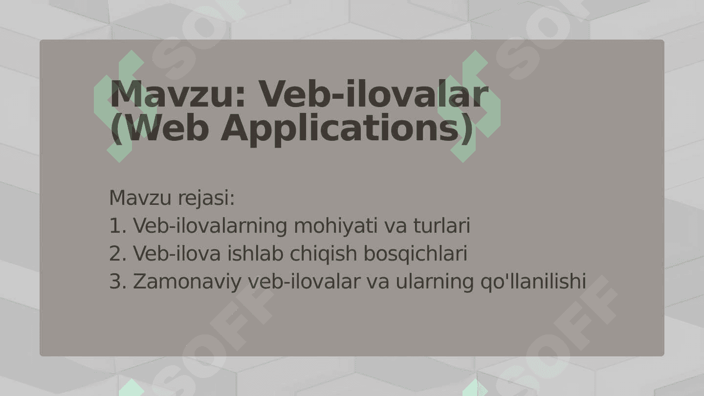 Veb-ilovalar (Web Applications 2