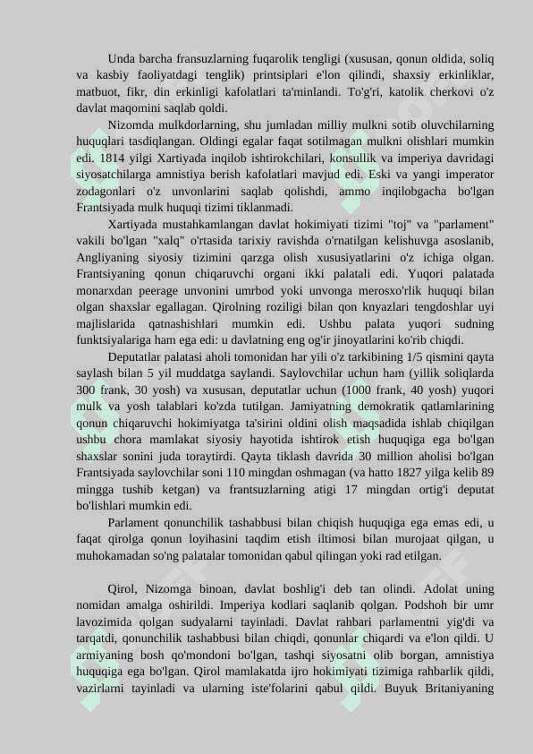 Fransiyada Burbonlarning tiklanish davri 2