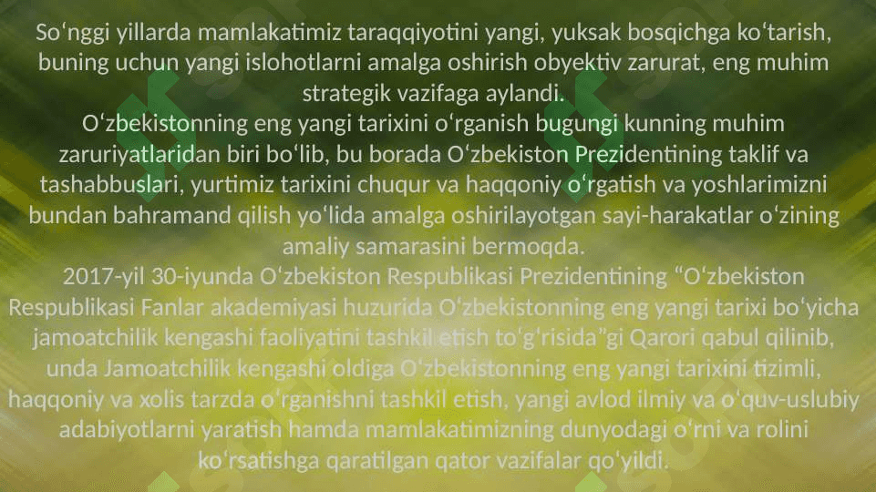 Oʻzbekistonning eng yangi tarixi"oʻquv fanining predmeti,maqsadi va vazifalari,nazariy-metodologik tamoyillari 7