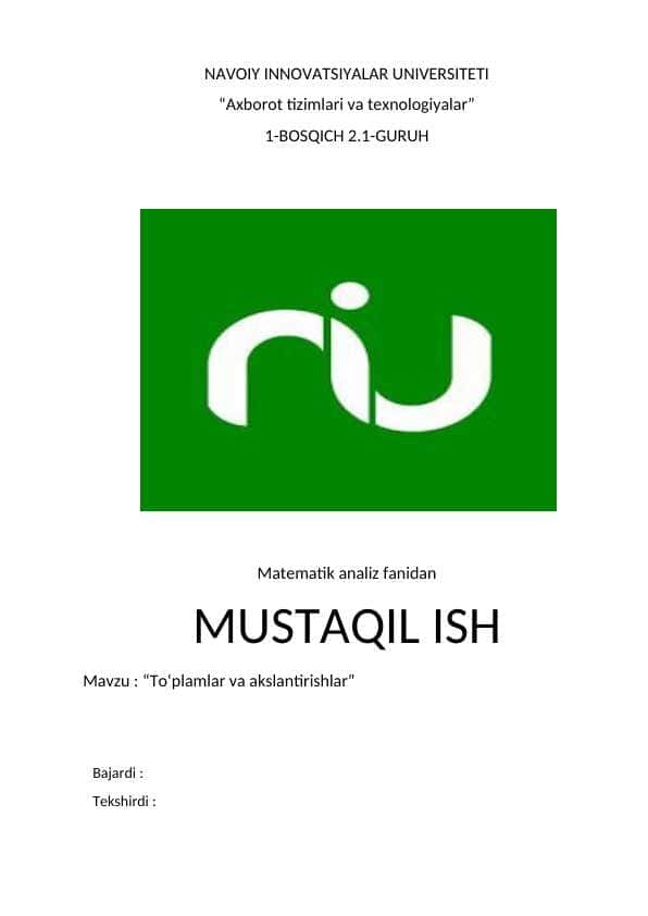 Toʻplamlar va akslantirishlar