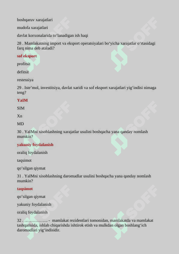 Makroiqtisodiyot fanidan test savollari va javoblari. 6