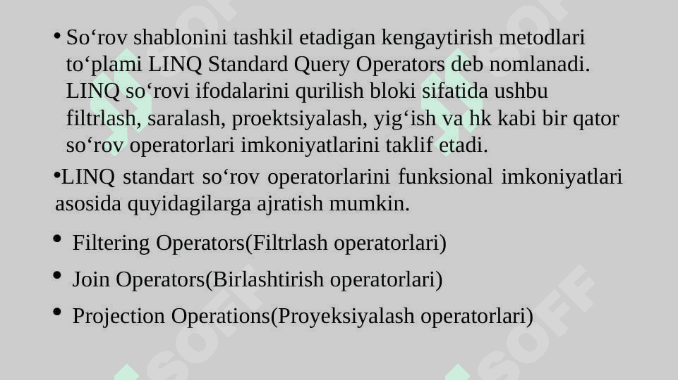LINQ texnologiyalari va operatorlari 2