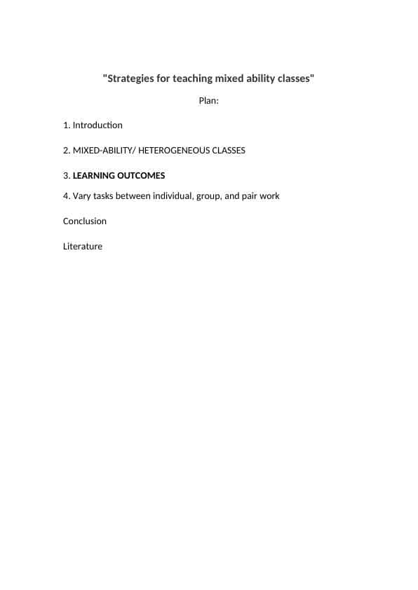 Strategies for teaching mixed ability classes